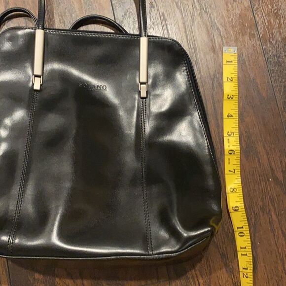 SOLANO PARIS BLACK LEATHER shoulder PURSE made in France in EUC - Picture 9 of 10